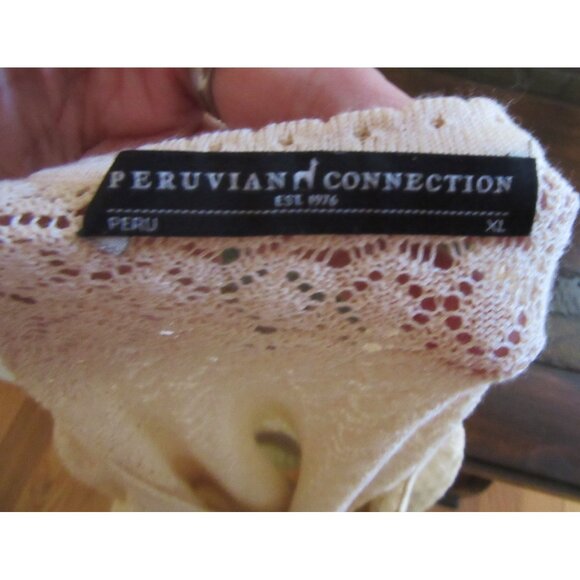 Peruvian Connection Ivory Pima Cotton Crochet Sweater Size XL - Picture 7 of 7